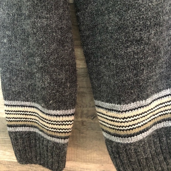 Vintage Zip Up Neutral Wool Blend Turtleneck Knit Cardigan Sweater Small - Picture 6 of 10